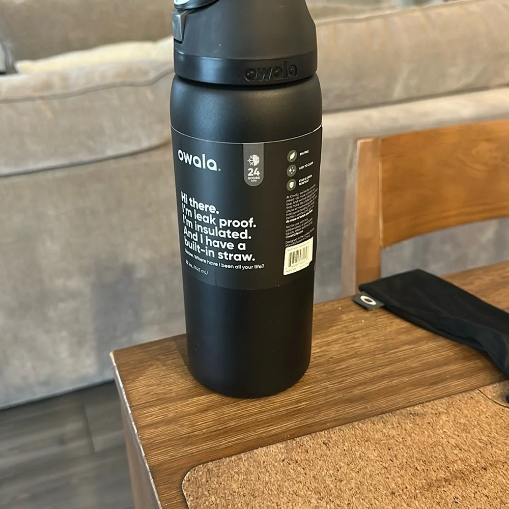 Owala Insulated Leak-Proof Water Bottle with Straw - Black